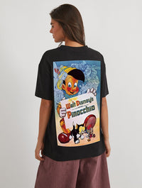 Disney Pinocchio Classic Poster T-Shirt In Black Tops & T-Shirts Skinnydip London