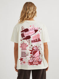 Disney Pixar Aliens Pizza Planet Poster T-Shirt In White Tops & T-Shirts Skinnydip London