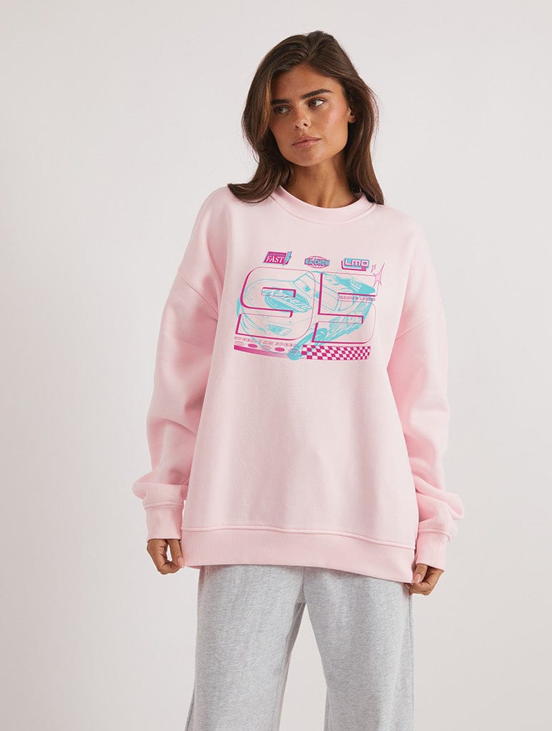 Disney Pixar Cars 95 Sweatshirt In Pink Hoodies & Sweatshirts Skinnydip London
