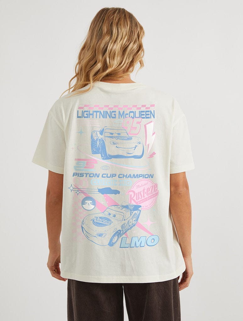 Disney Pixar Cars Champion T-Shirt In White Tops & T-Shirts Skinnydip London