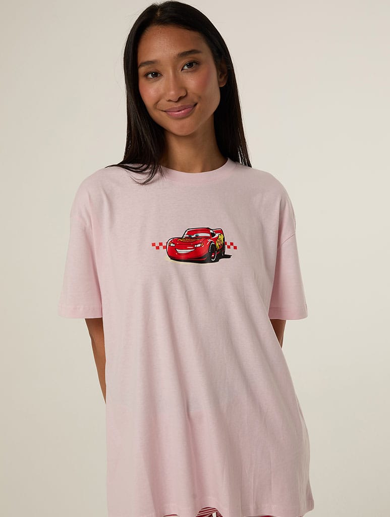 Disney Pixar Cars Kachow T-Shirt in Pink Tops & T-Shirts Skinnydip London