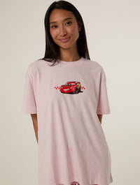 Disney Pixar Cars Kachow T-Shirt in Pink Tops & T-Shirts Skinnydip London