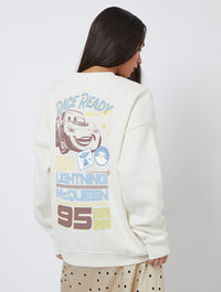 Disney Pixar Cars Lightning McQueen Race Ready Sweatshirt In White Hoodies & Sweatshirts Skinnydip London