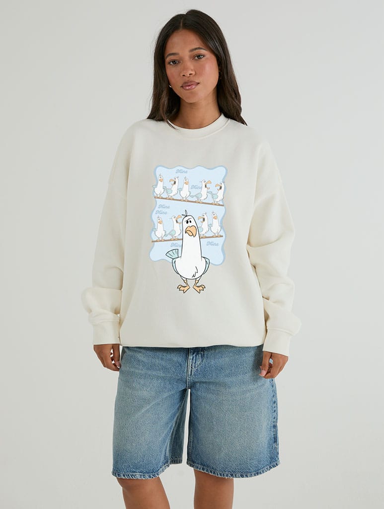Disney Pixar Finding Nemo Seagulls Sweatshirt In White Hoodies & Sweatshirts Skinnydip London