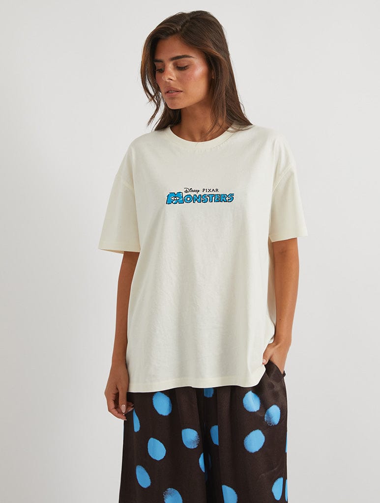 Disney Pixar Monsters Inc Doodle T-Shirt In White Tops & T-Shirts Skinnydip London