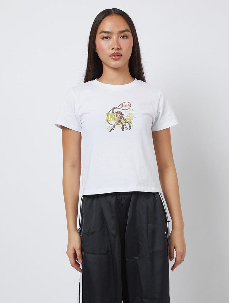 Disney Pixar Toy Story 5 Jessie Lasso Baby T-Shirt In White Tops & T-Shirts Skinnydip London