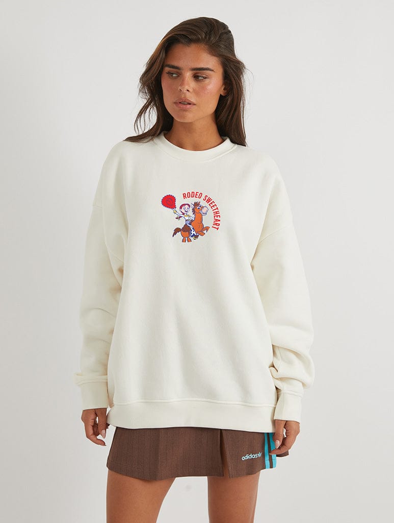 Disney Pixar Toy Story 5 Jessie Rodeo Sweetheart Sweatshirt In White Hoodies & Sweatshirts Skinnydip London