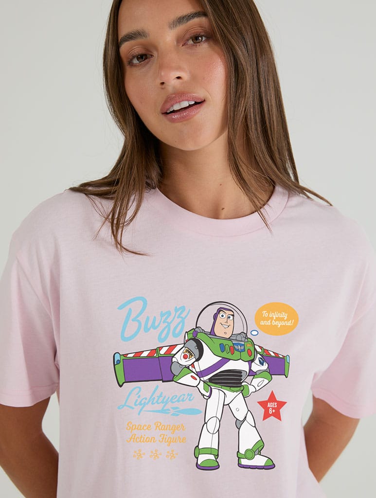 Disney Pixar Toy Story Buzz Lightyear Poster T-Shirt In Pink Tops & T-Shirts Skinnydip London