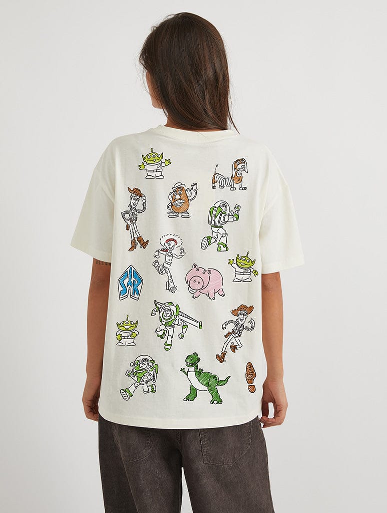 Disney Pixar Toy Story Doodle T-Shirt In White Tops & T-Shirts Skinnydip London