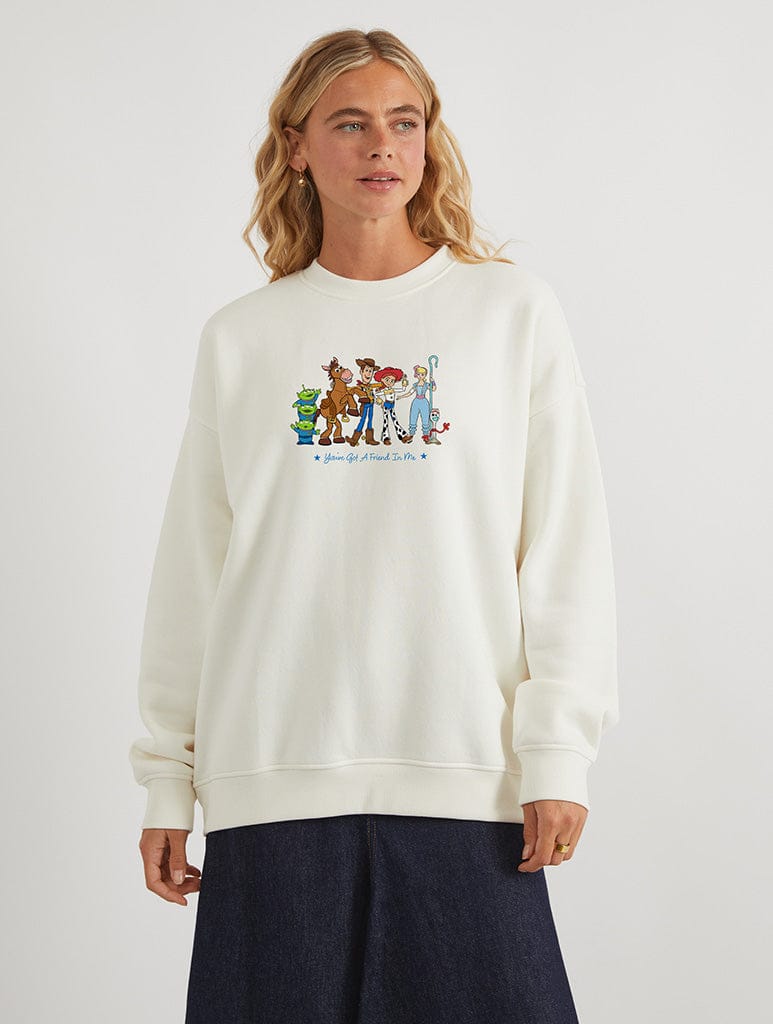 Disney Pixar Toy Story You've Got A Friend In Me Sweatshirt In White Hoodies & Sweatshirts Skinnydip London