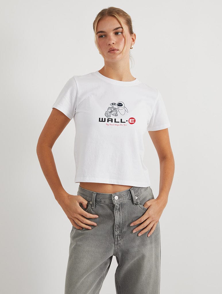 Disney Pixar Wall-E Love Baby T-Shirt In White Tops & T-Shirts Skinnydip London
