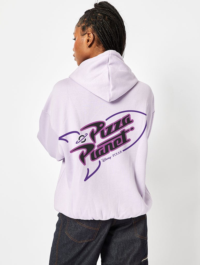 Disney Pizza Planet Hoodie in Lilac Hoodies & Sweatshirts Skinnydip London