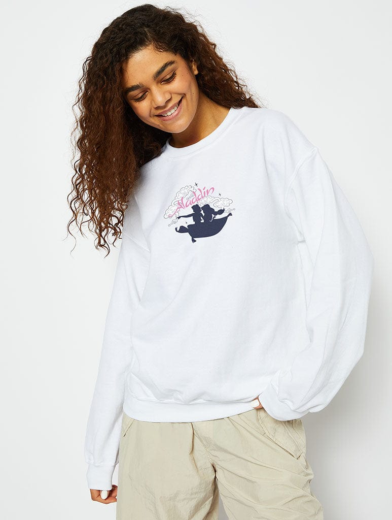 Disney Rajah Sweatshirt in White Hoodies & Sweatshirts Skinnydip London