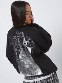 Disney Silver Embroidered Castle Sweatshirt Hoodies & Sweatshirts Skinnydip London