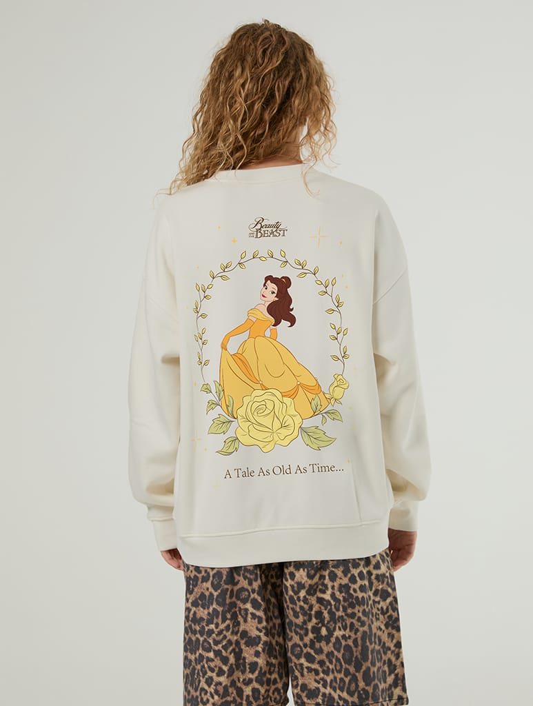 Disney The Beauty And The Beast A Tale As Old As Time Sweatshirt In White Hoodies & Sweatshirts Skinnydip London