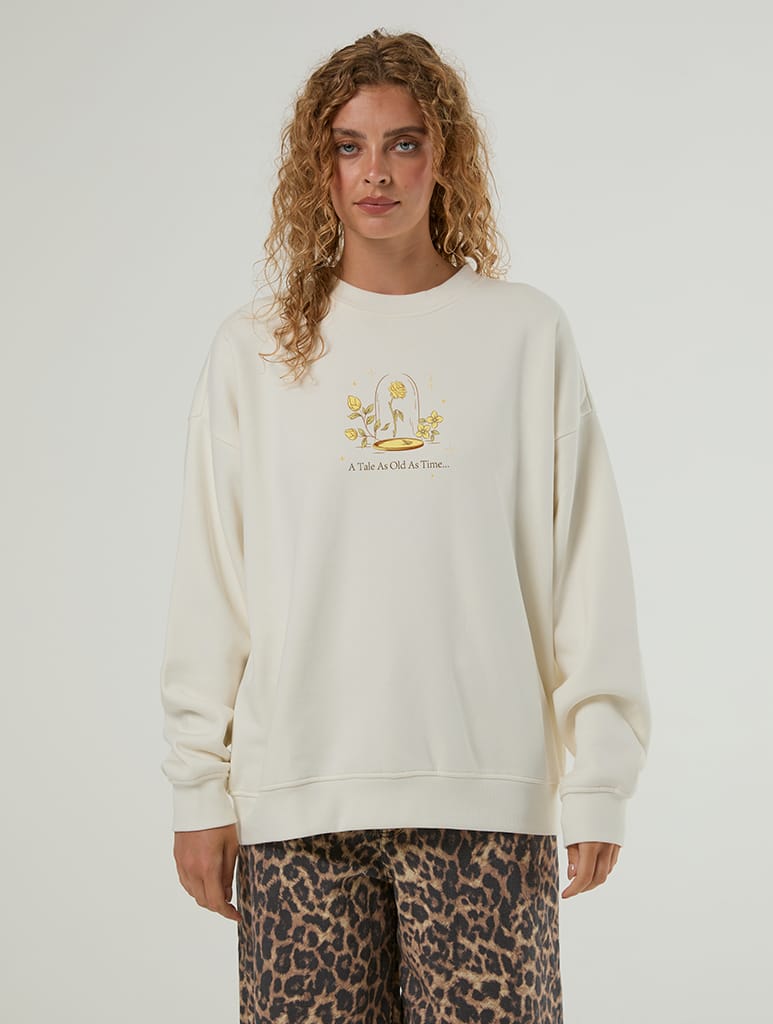 Disney The Beauty And The Beast A Tale As Old As Time Sweatshirt In White Hoodies & Sweatshirts Skinnydip London