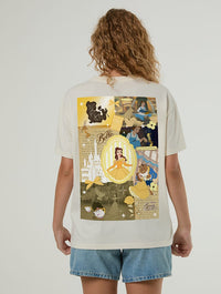Disney The Beauty And The Beast Butter Yellow Belle T-Shirt In White Tops & T-Shirts Skinnydip London
