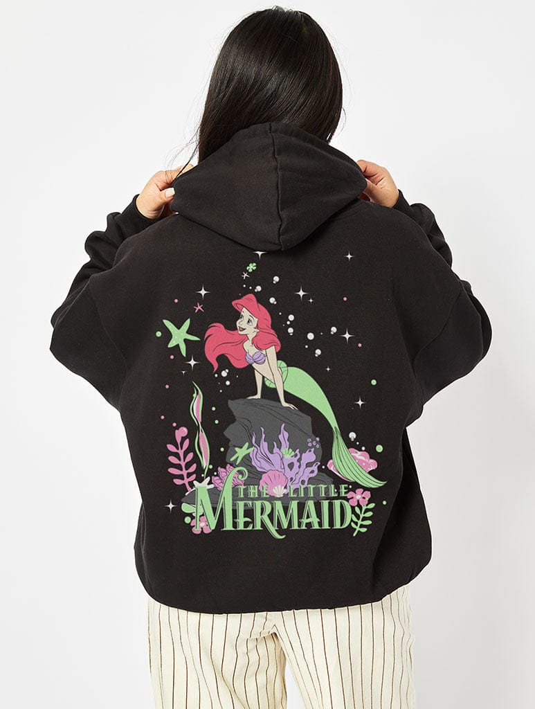 Disney The Little Mermaid Tides & Vibes Hoodie in Black Hoodies & Sweatshirts Skinnydip London