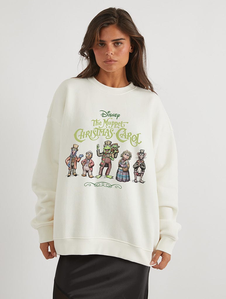 Disney The Muppets Christmas Carol VIntage Character Sweatshirt In White Hoodies & Sweatshirts Skinnydip London