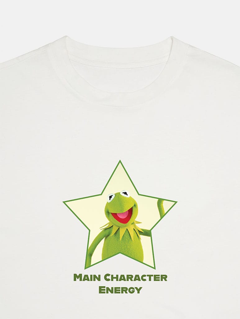 Disney The Muppets Kermit Main Character Energy Baby T-Shirt In White Tops & T-Shirts Skinnydip London