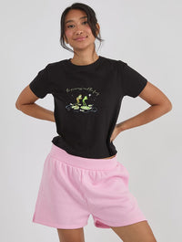 Disney The Princess and The Frog Pond Baby Tee in Black Tops & T-Shirts Skinnydip London