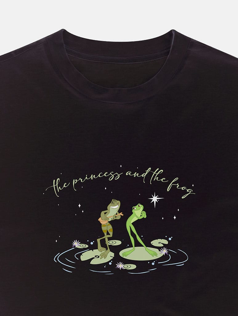 Disney The Princess and The Frog Pond Baby Tee in Black Tops & T-Shirts Skinnydip London