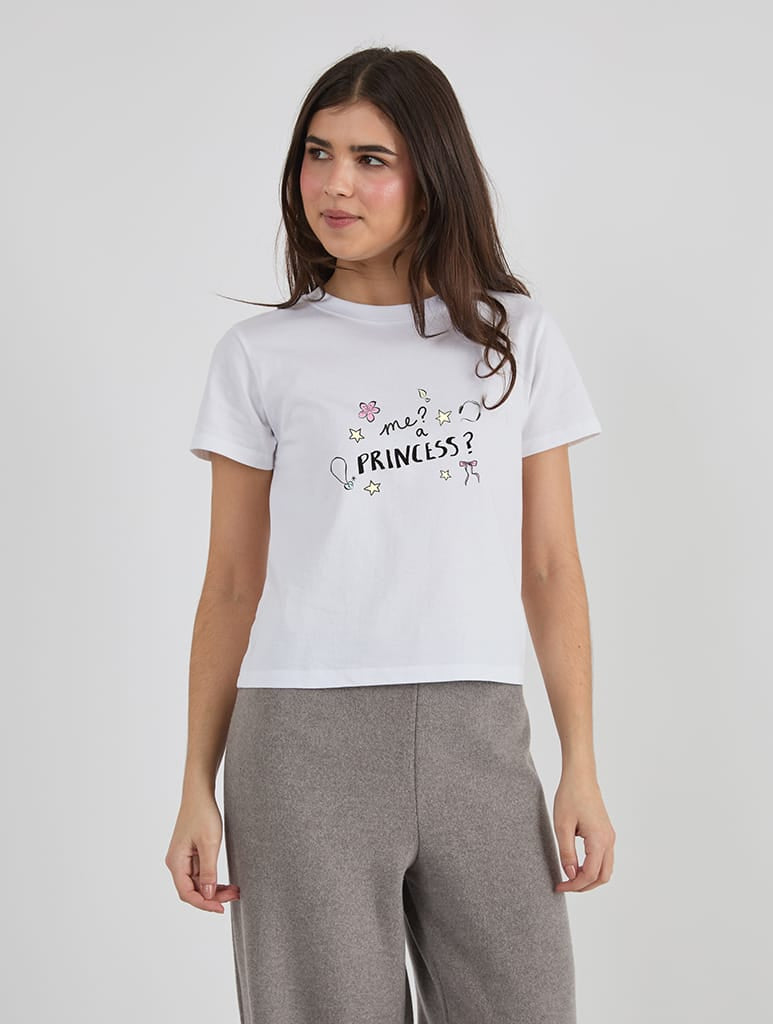 Disney The Princess Diaries Me A Princess Baby T-Shirt in White Tops & T-Shirts Skinnydip London