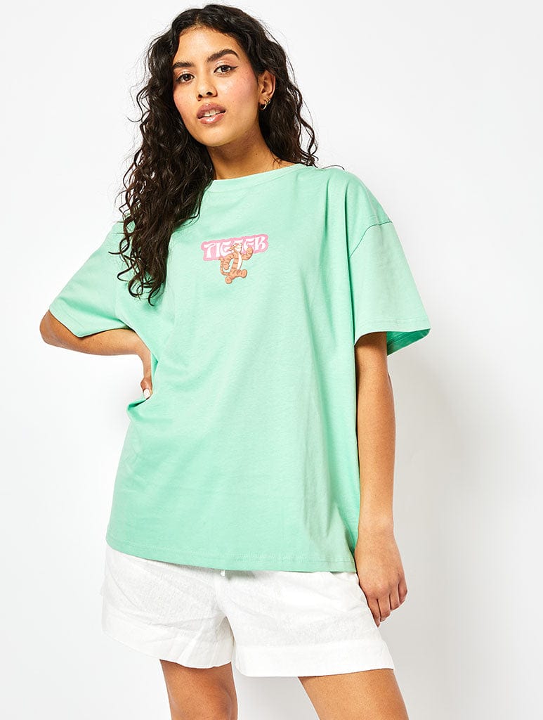 Disney Tigger T-Shirt in Washed Green Tops & T-Shirts Skinnydip London