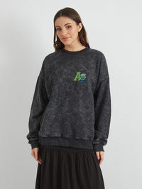 Disney Toy Story Aliens Varsity Sweatshirt In Acid Wash Hoodies & Sweatshirts Skinnydip London