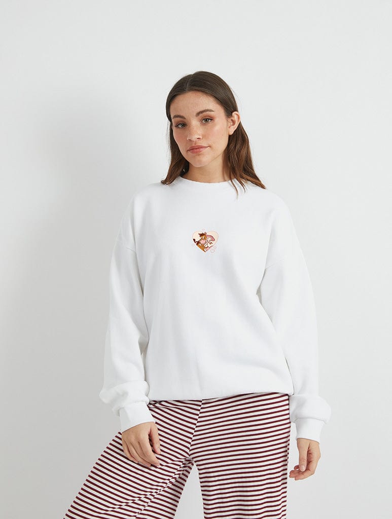 Disney Toy Story Jessie and Bullseye Giddy Up Sweatshirt In White Hoodies & Sweatshirts Skinnydip London