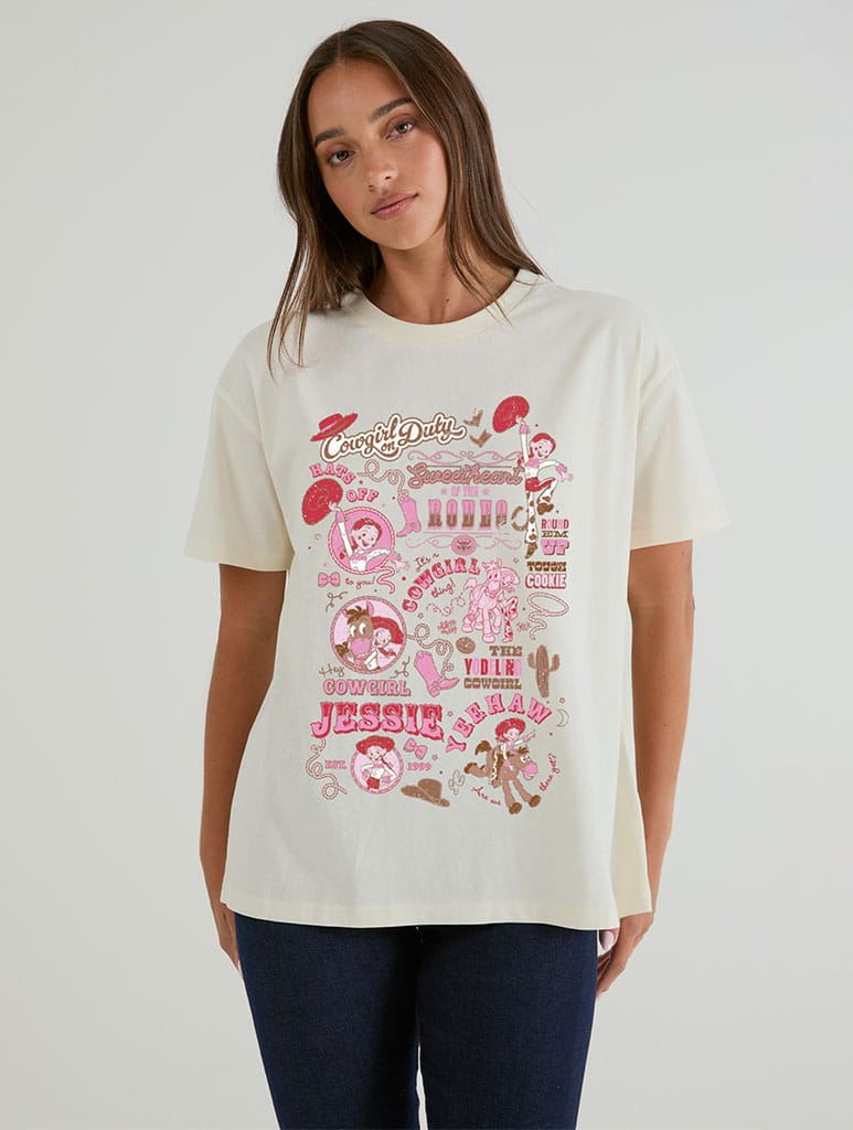 Disney Toy Story Jessie Poster Front Print T-Shirt In White Tops & T-Shirts Skinnydip London
