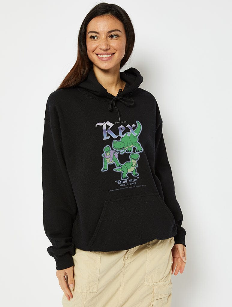 Disney Toy Story Rex World Tour Hoodie in Black Hoodies & Sweatshirts Skinnydip London