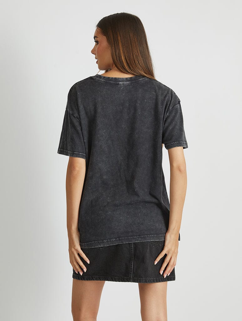 Disney Varsity Mickey London T-Shirt In Acid Wash Tops & T-Shirts Skinnydip London