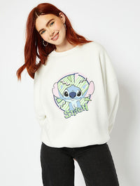 Disney Vintage Style Stitch Graphic Oversized Sweatshirt In Cream Hoodies & Sweatshirts Skinnydip London