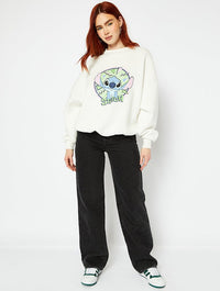 Disney Vintage Style Stitch Graphic Oversized Sweatshirt In Cream Hoodies & Sweatshirts Skinnydip London