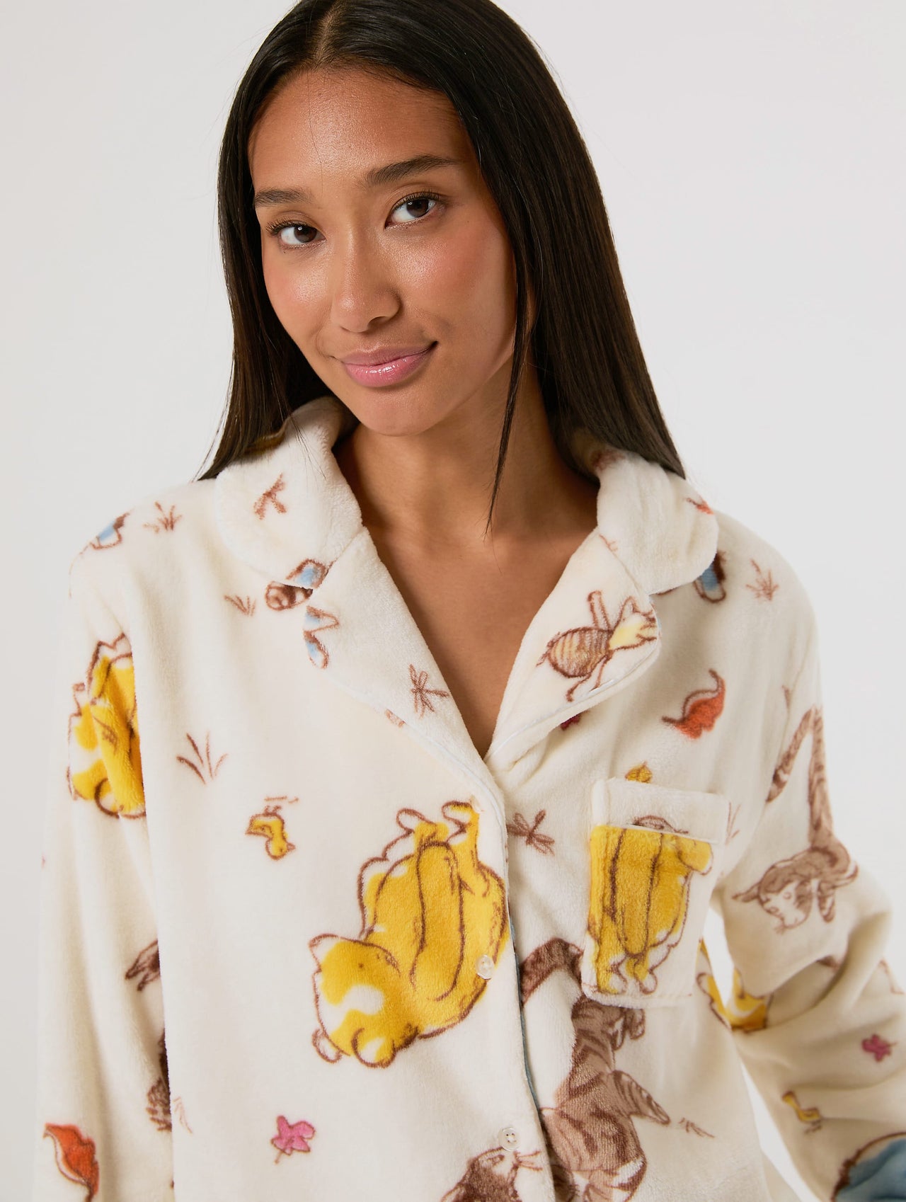 Disney Winnie The Pooh Ecru Fleece Pyjama Set Lingerie & Nightwear Skinnydip London
