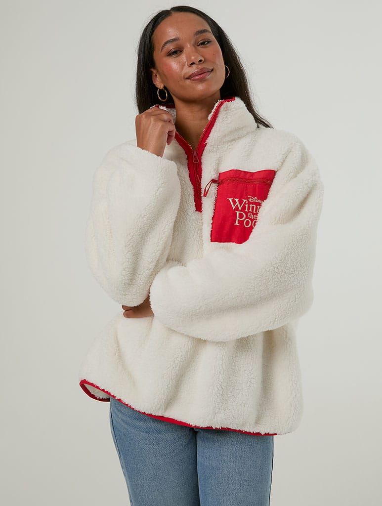 Disney Winnie the Pooh Embroidered Fleece Jacket Clothing : Jacket : Outerwear Skinnydip London