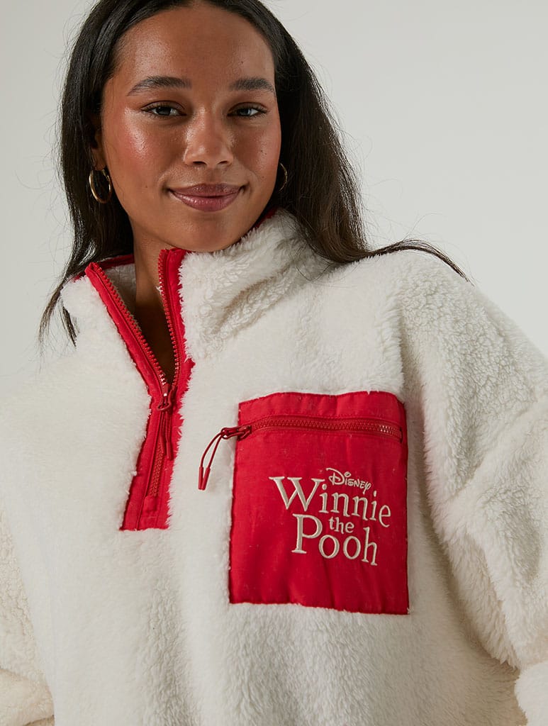 Disney Winnie the Pooh Embroidered Fleece Jacket Clothing : Jacket : Outerwear Skinnydip London