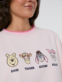 Disney Winnie The Pooh Embroidered Sweatshirt in Pink Hoodies and Sweatshirts Skinnydip London