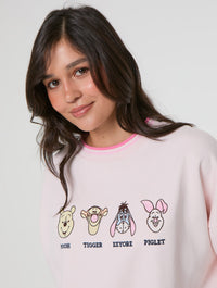 Disney Winnie The Pooh Embroidered Sweatshirt in Pink Hoodies and Sweatshirts Skinnydip London
