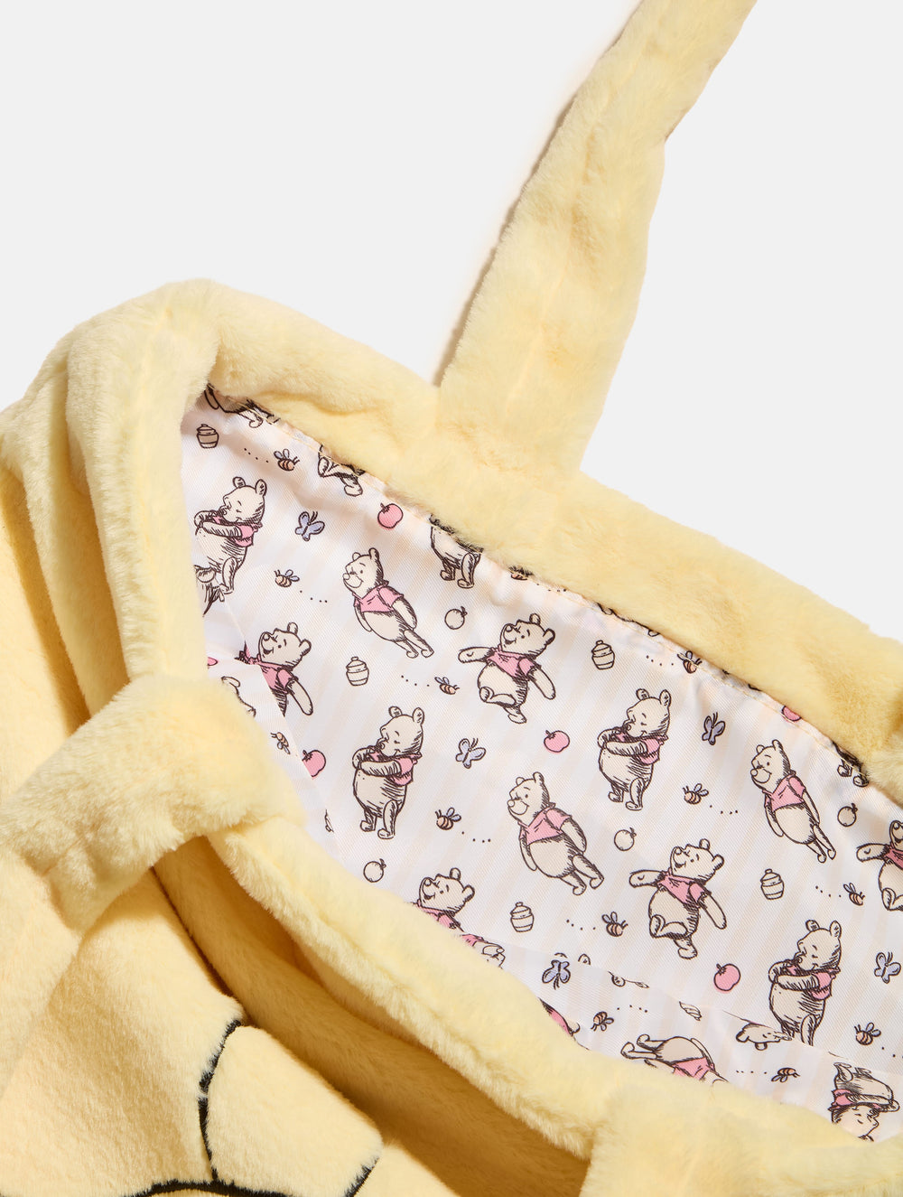 Disney Winnie the Pooh Fluffy Tote Bag with Chrome Charm Printed Tote Bags Skinnydip London