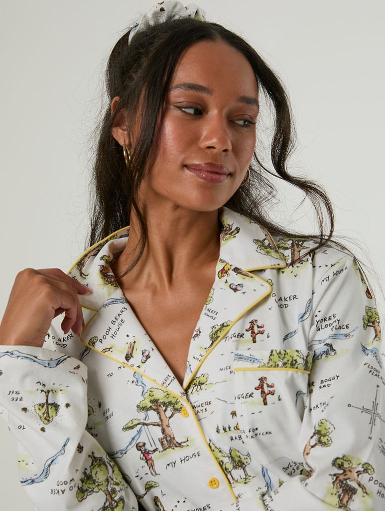 Disney Winnie The Pooh Hundred Acre Wood Pyjama Set with Scrunchie Lingerie & Nightwear Skinnydip London