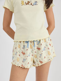 Disney Winnie The Pooh Retro Ribbed Pyjama Shorts Set Lingerie & Nightwear Skinnydip London