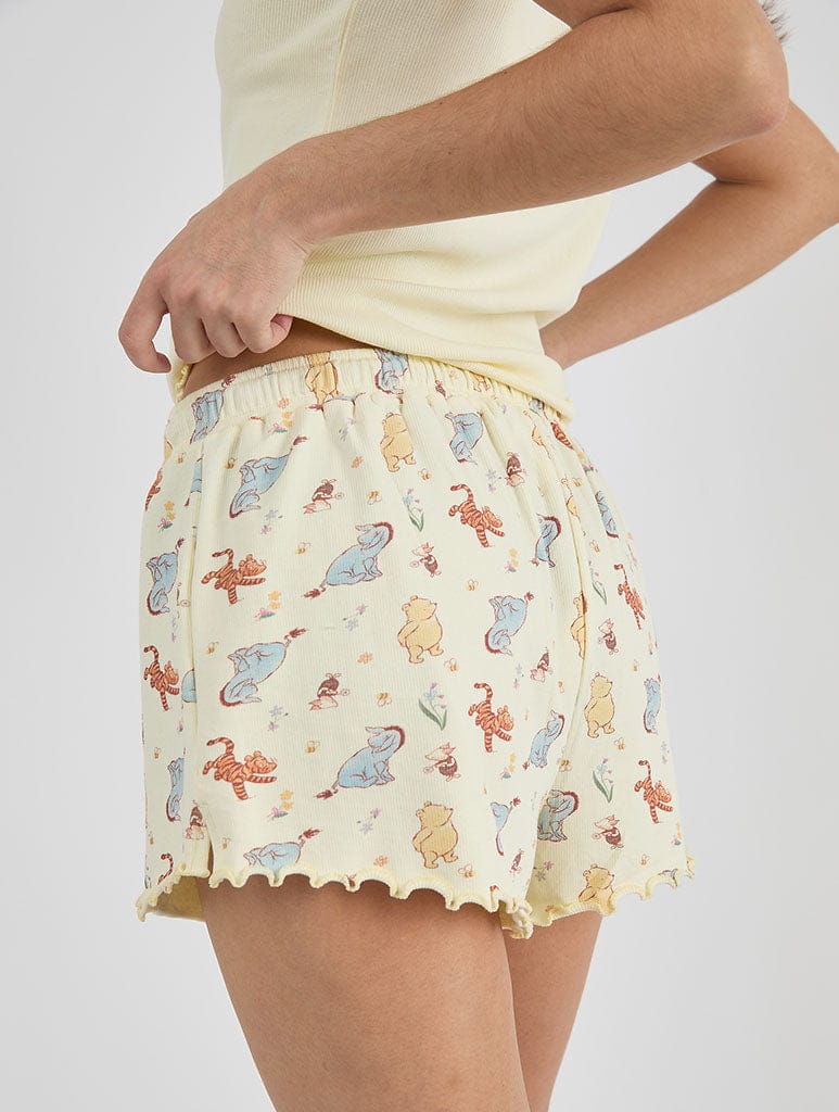 Disney Winnie The Pooh Retro Ribbed Pyjama Shorts Set Lingerie & Nightwear Skinnydip London