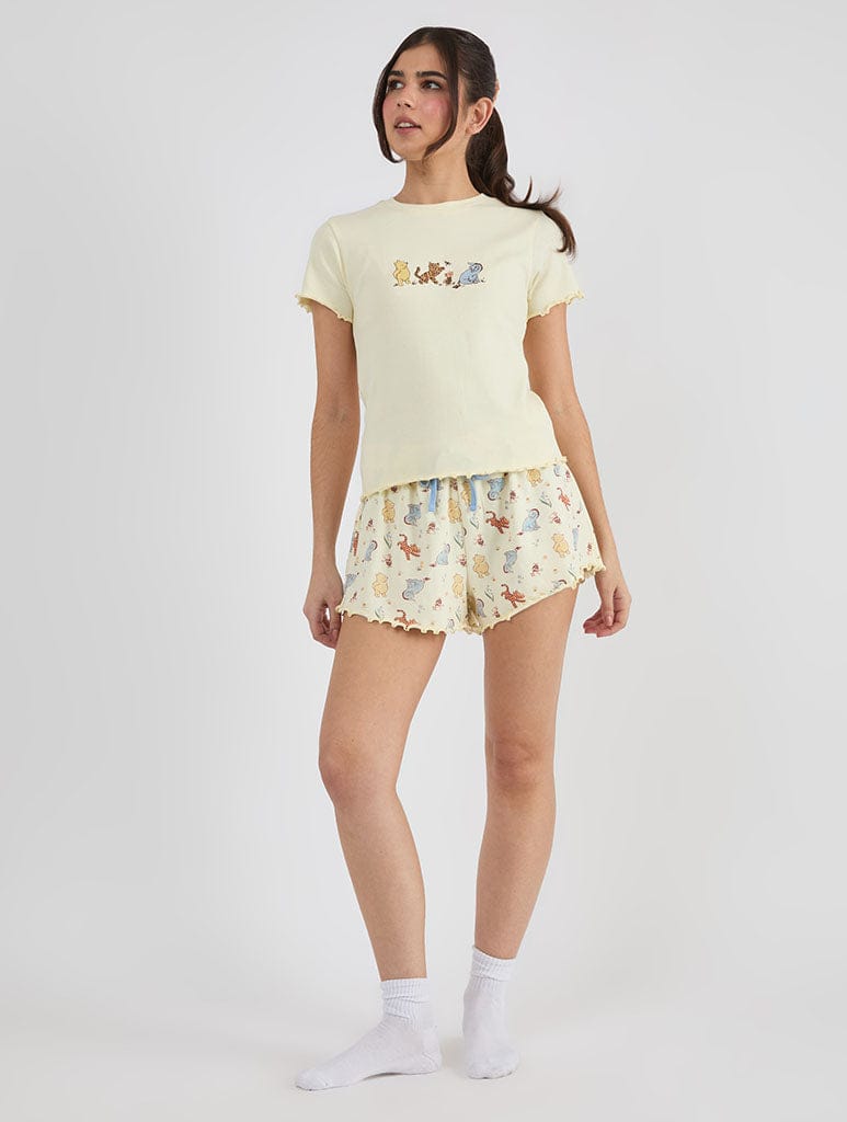 Disney Winnie The Pooh Retro Ribbed Pyjama Shorts Set Lingerie & Nightwear Skinnydip London