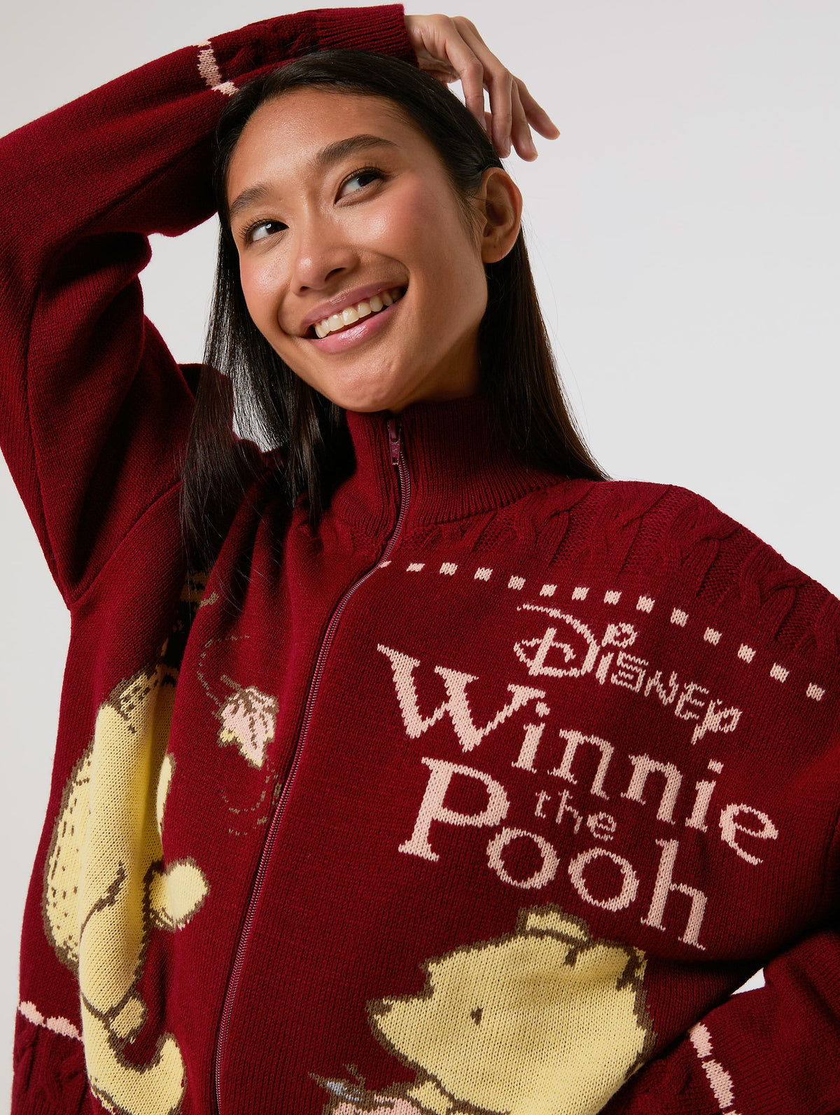Disney Winnie The Pooh Zip Through Knitted Jumper Jumpers & Cardigans Skinnydip London