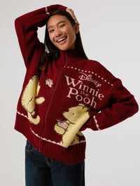 Disney Winnie The Pooh Zip Through Knitted Jumper Jumpers & Cardigans Skinnydip London