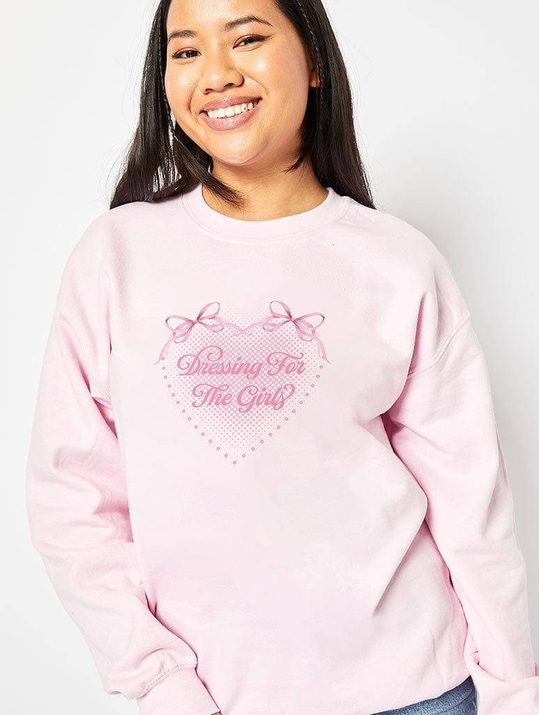 Dressing For The Girls Sweatshirt In Pink Hoodies & Sweatshirts Skinnydip London
