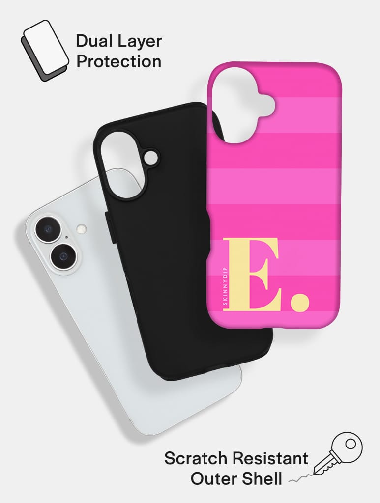 'E' Initial Patterned Pink Ultra Protective iPhone Case Phone Cases Skinnydip London