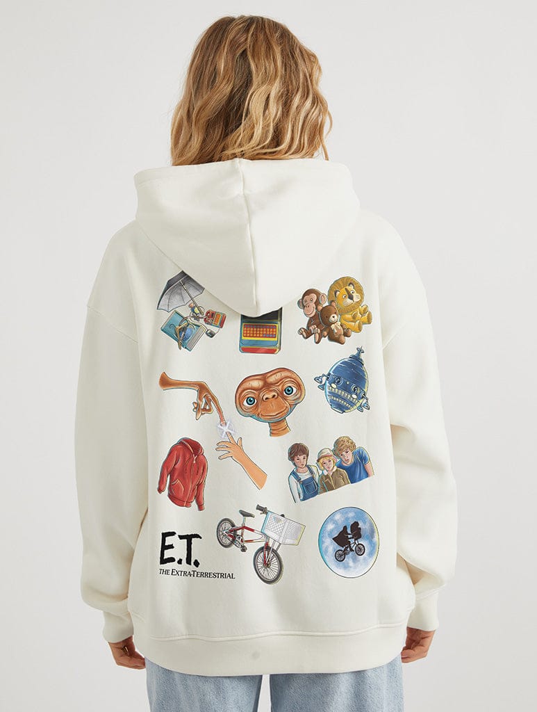 E.T. Collage Hoodie In White Hoodies & Sweatshirts Skinnydip London